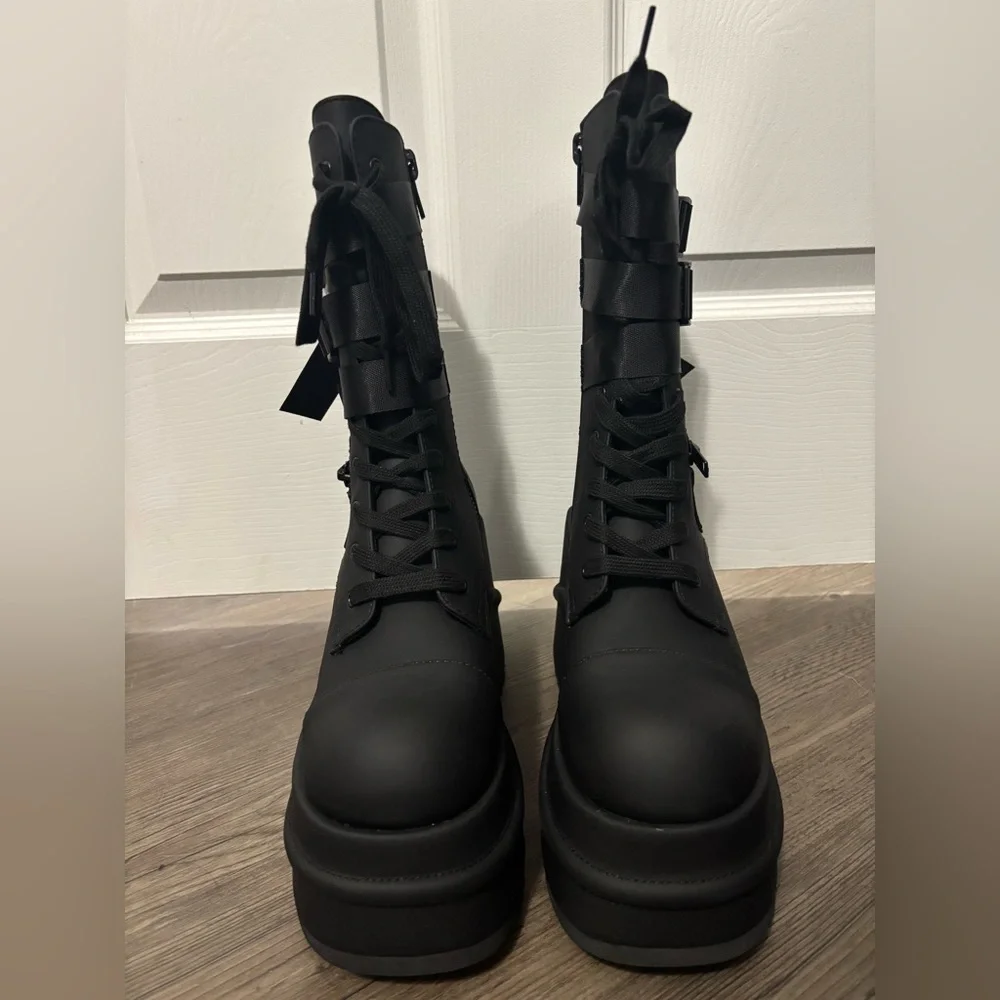 Dolls Kill / Current Mood Mad Hustle Wedge Platform Boots - Picture 3 of 9
